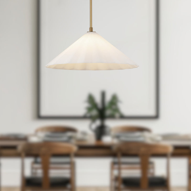 Serena 20" Pendant in Aged Gold/Opal Glass