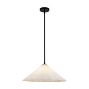 Serena 20" Pendant in Matte Black/Opal Glass
