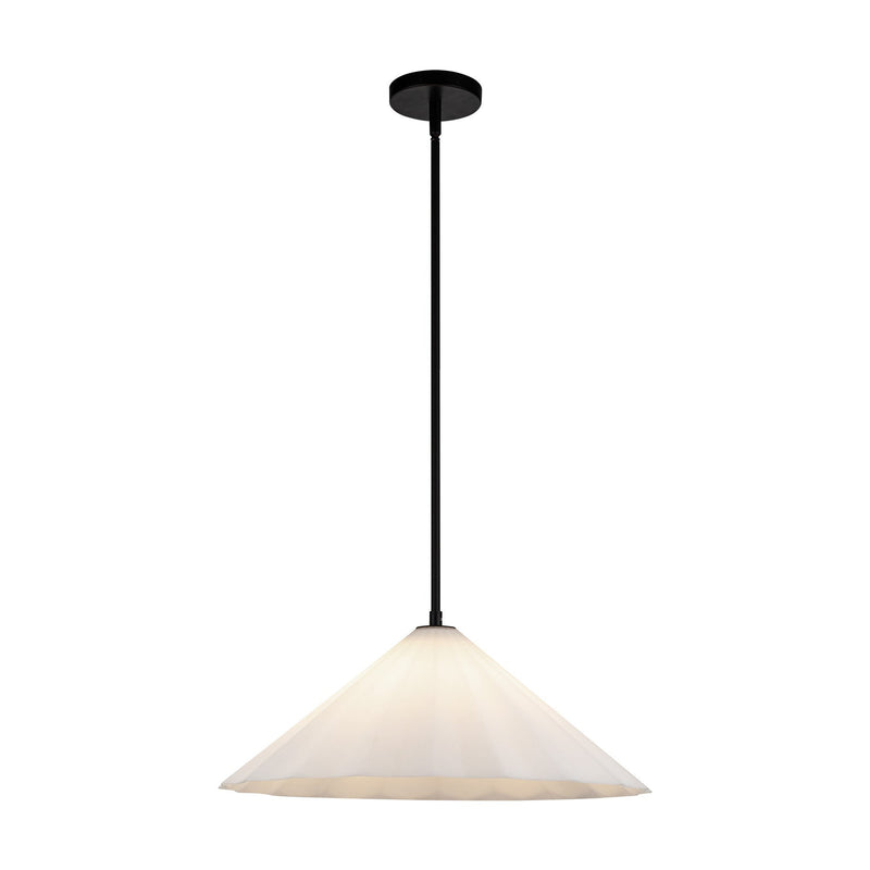 Serena 20" Pendant in Matte Black/Opal Glass