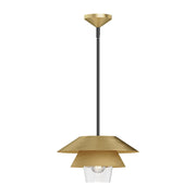 Tetsu 13" Pendant in Brushed Gold/Clear Glass