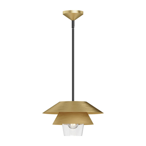 Tetsu 13" Pendant in Brushed Gold/Clear Glass