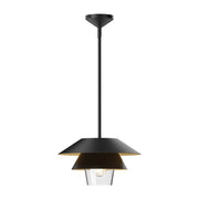 Tetsu 13" Pendant in Matte Black/Clear Glass