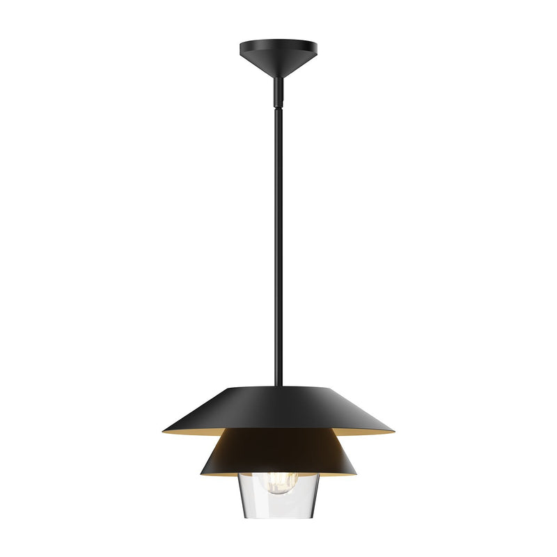 Tetsu 13" Pendant in Matte Black/Clear Glass