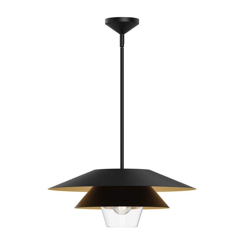 Tetsu 20" Pendant in Matte Black/Clear Glass