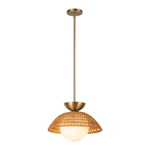 Perth 14" Pendant in Brushed Gold/Opal Glass