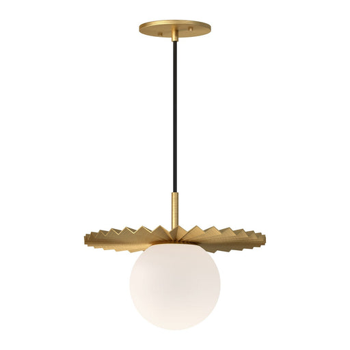 Plume 12" Pendant in Brushed Gold/Opal Matte Glass