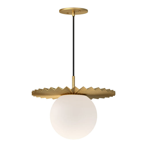 Plume 14" Pendant in Brushed Gold/Opal Matte Glass
