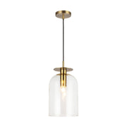 Sylvia 8" Pendant in Brushed Gold/Clear Glass
