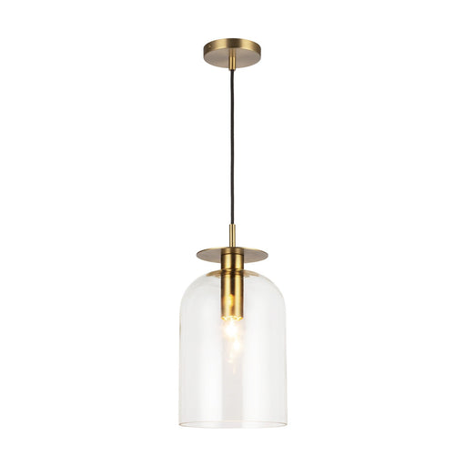 Sylvia 8" Pendant in Brushed Gold/Clear Glass