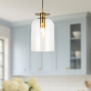 Sylvia 8" Pendant in Brushed Gold/Clear Glass