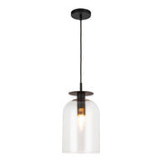 Sylvia 8" Pendant in Matte Black/Clear Glass