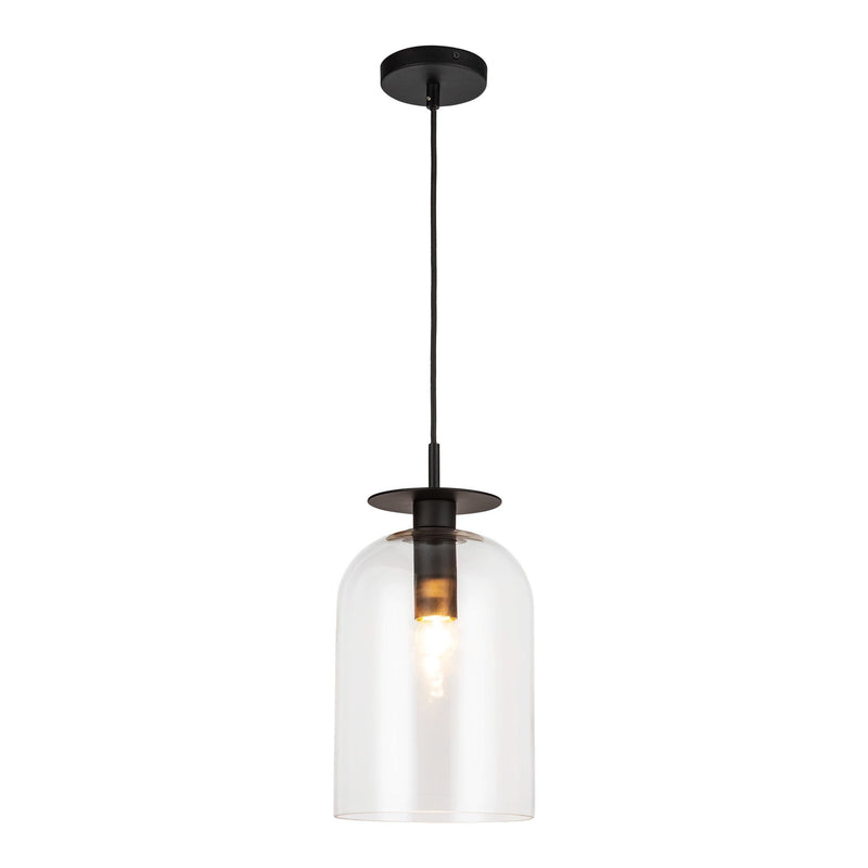 Sylvia 8" Pendant in Matte Black/Clear Glass