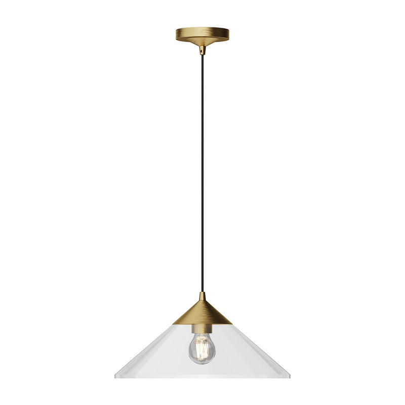 Mauer 15" Pendant in Brushed Gold/Clear Glass