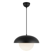 Rubio 16" Pendant in Matte Black/Opal Matte Glass