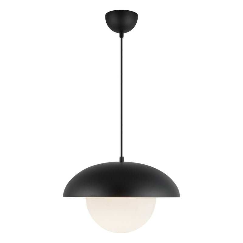 Rubio 16" Pendant in Matte Black/Opal Matte Glass