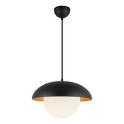 Rubio 16" Pendant in Matte Black/Opal Matte Glass
