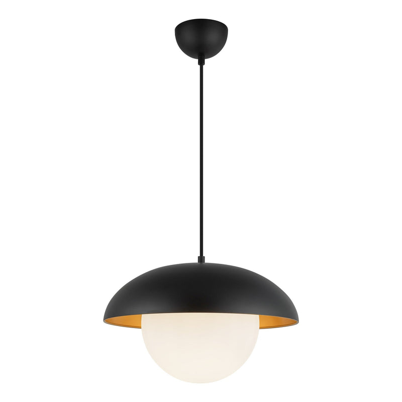 Rubio 16" Pendant in Matte Black/Opal Matte Glass