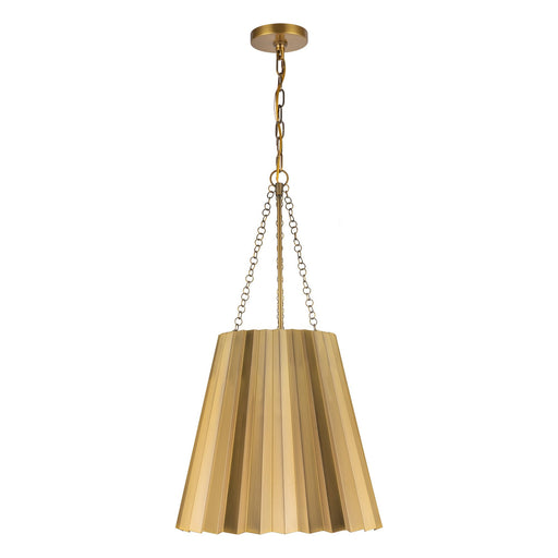 Plisse 16" Pendant in Aged Gold