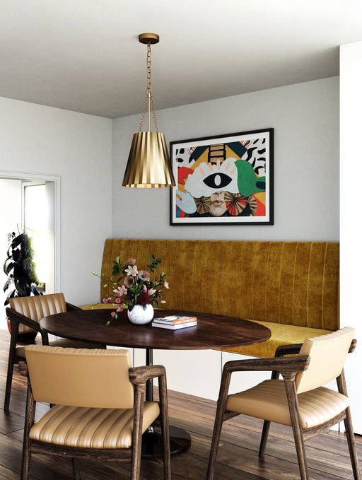 Plisse 16" Pendant in Aged Gold