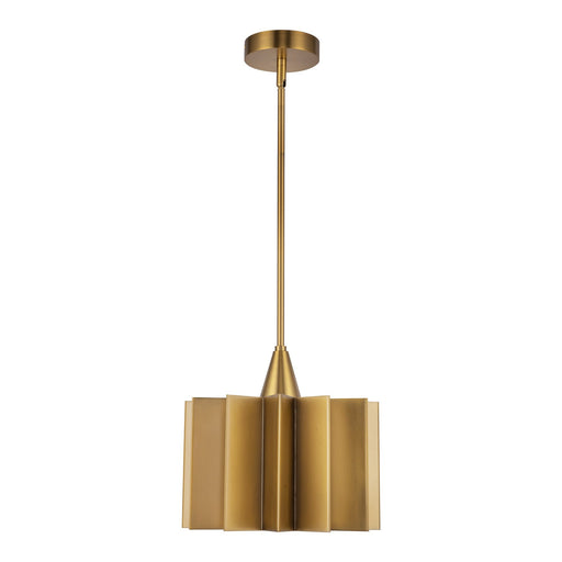 Plisse 12" Pendant in Aged Gold