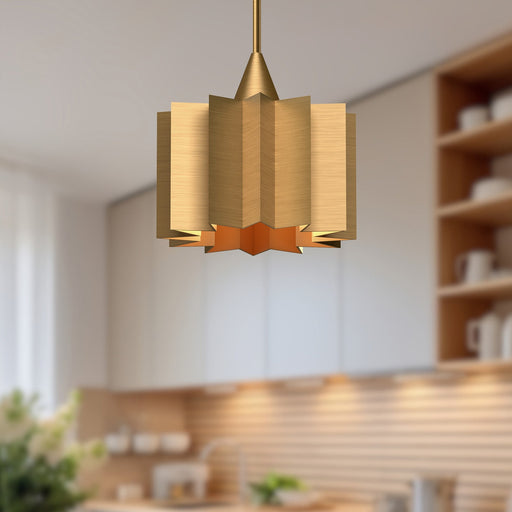 Plisse 12" Pendant in Aged Gold