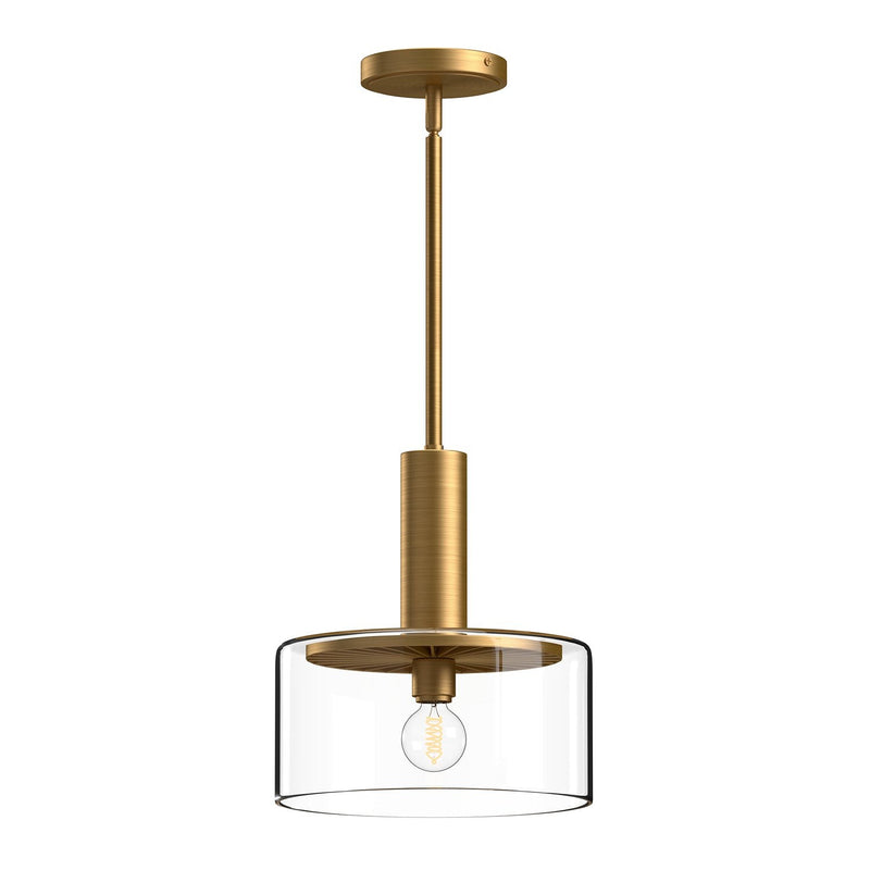 Royale 10" Pendant in Aged Gold/Clear Glass