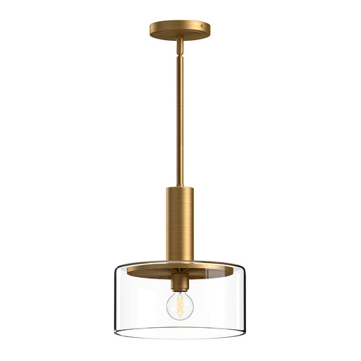 Royale 10" Pendant in Aged Gold/Clear Glass