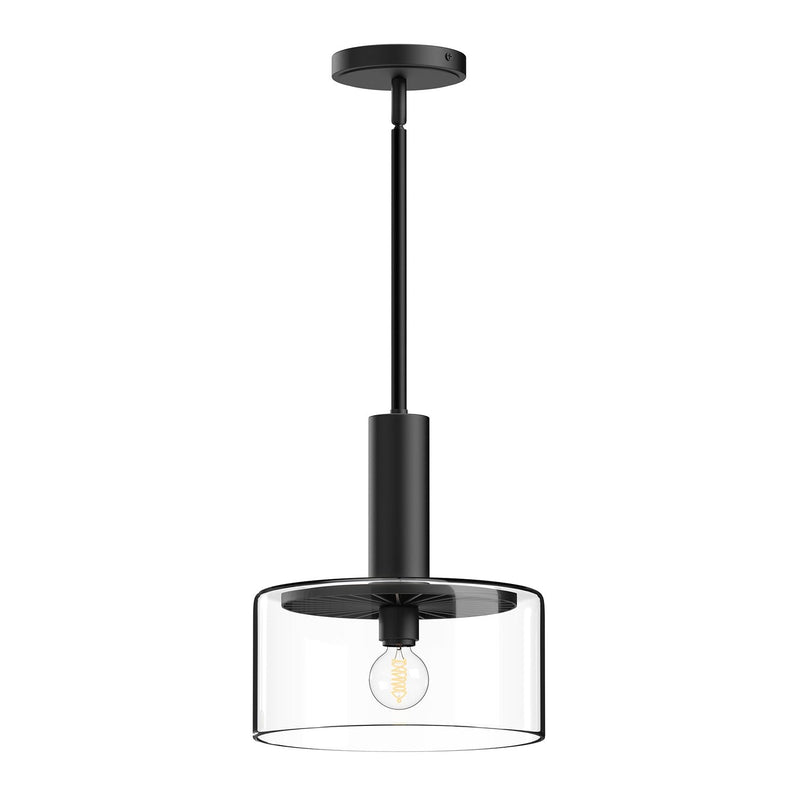 Royale 10" Pendant in Clear Glass/Matte Black