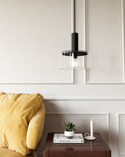 Royale 10" Pendant in Clear Glass/Matte Black