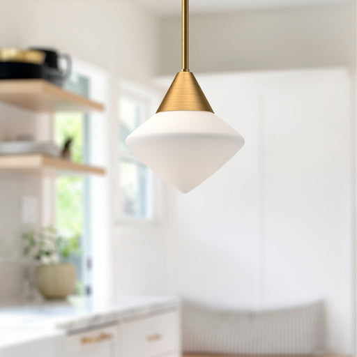 Nora 8" Pendant in Aged Gold/Opal Matte Glass