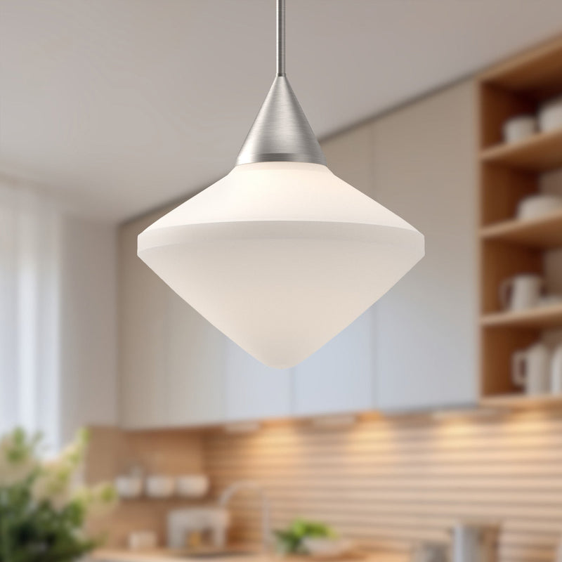 Nora 14" Pendant in Brushed Nickel/Opal Matte Glass