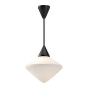 Nora 14" Pendant in Matte Black/Opal Matte Glass