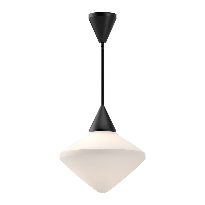 Nora 14" Pendant in Matte Black/Opal Matte Glass