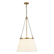 Speakeasy 18" Pendant in Aged Gold/White Linen