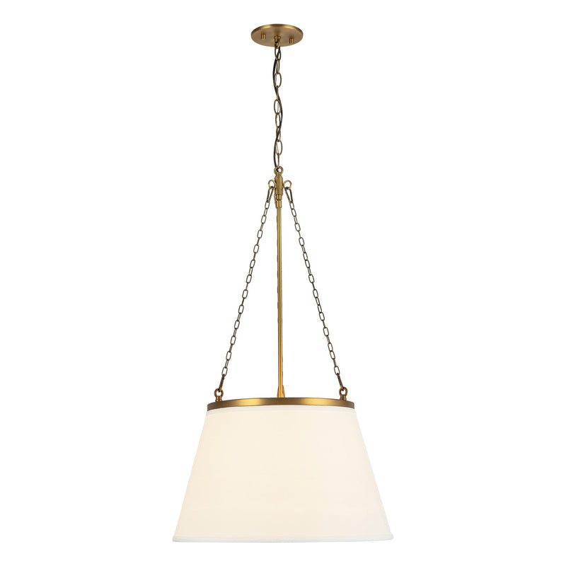 Speakeasy 18" Pendant in Aged Gold/White Linen