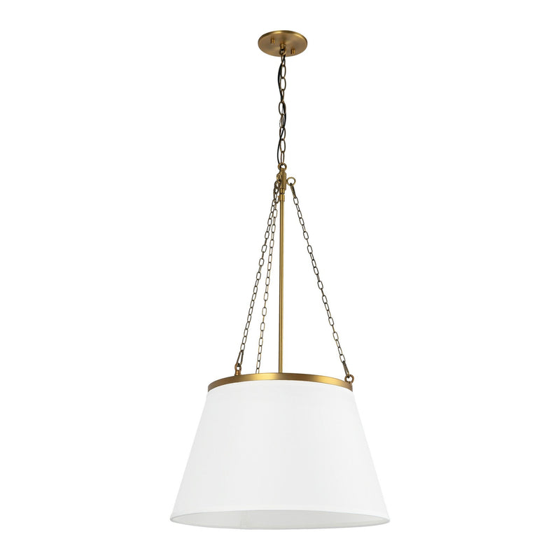 Speakeasy 18" Pendant in Aged Gold/White Linen