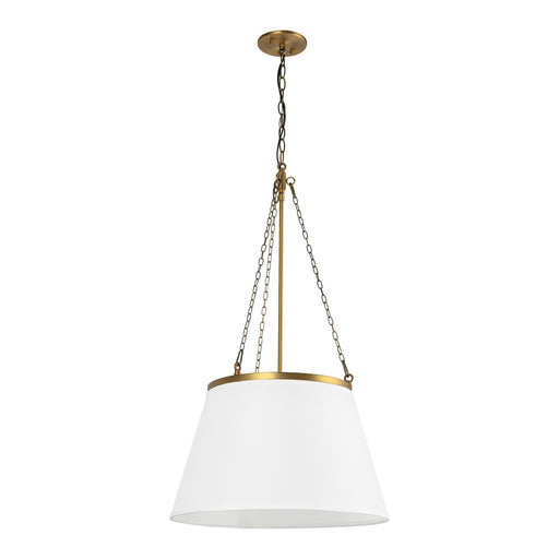 Speakeasy 18" Pendant in Aged Gold/White Linen