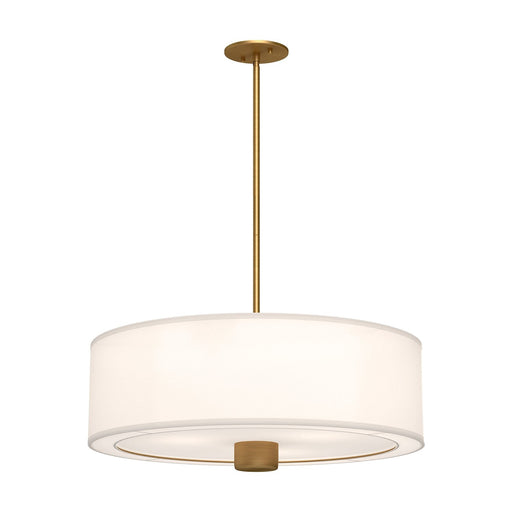 Theo 24" 3-Light Pendant in Aged Gold/White Linen