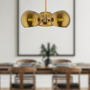 Willow 16" 3-Light Glass Shade Convertible Pendant / Semi-Flush in Brushed Gold/Copper Glass