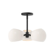 Willow 16" 3-Light Glass Shade Convertible Pendant / Semi-Flush in Matte Black/Opal Matte Glass