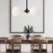 Willow 16" 3-Light Glass Shade Convertible Pendant / Semi-Flush in Matte Black/Opal Matte Glass