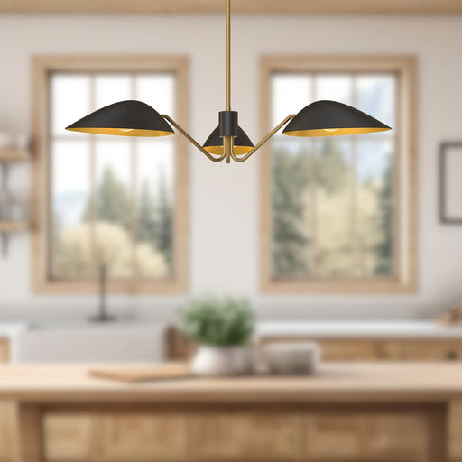 Oscar 36" 3-Light Chandelier in Aged Gold/Matte Black