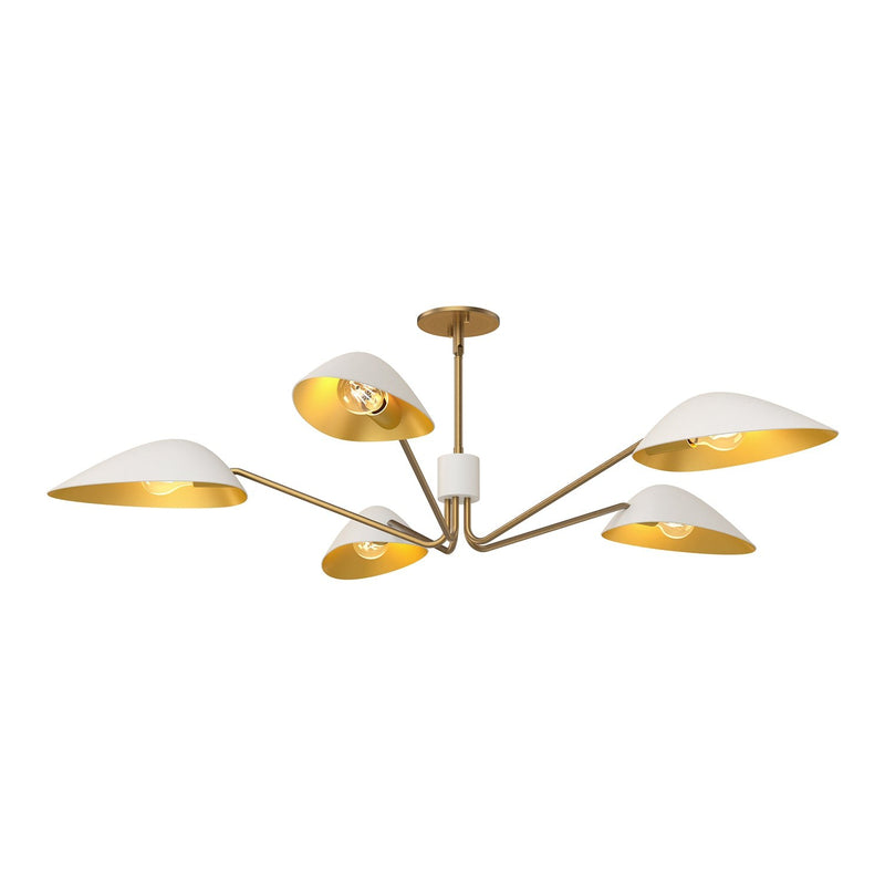 Oscar 46" 5-Light Chandelier in Aged Gold/White