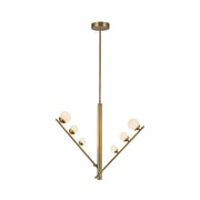 Cypress 2-Head Pendant in Brushed Gold/Opal Glass