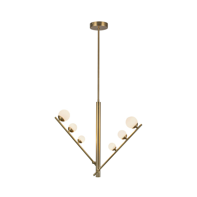 Cypress 2-Head Pendant in Brushed Gold/Opal Glass