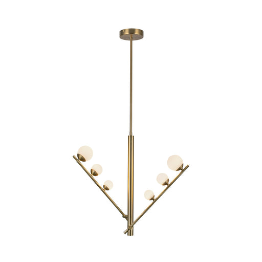 Cypress 2-Head Pendant in Brushed Gold/Opal Glass