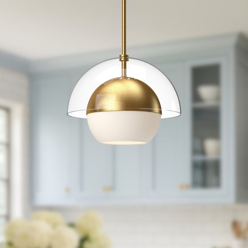 Lucy 12" Pendant in Brushed Gold/Opal Matte Glass