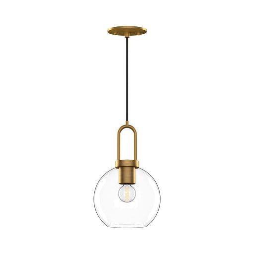 Soji 8" Pendant in Aged Gold/Clear Glass