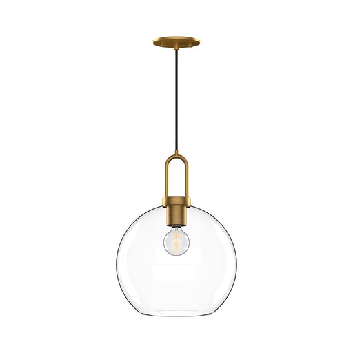 Soji 10" Pendant in Aged Gold/Clear Glass