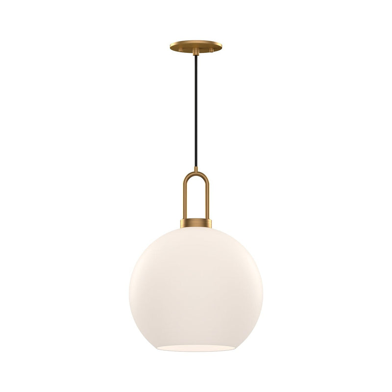 Soji 10" Pendant in Aged Gold/Opal Matte Glass
